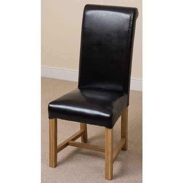 (Leather, Black) Washington Braced Oak Dining Chair