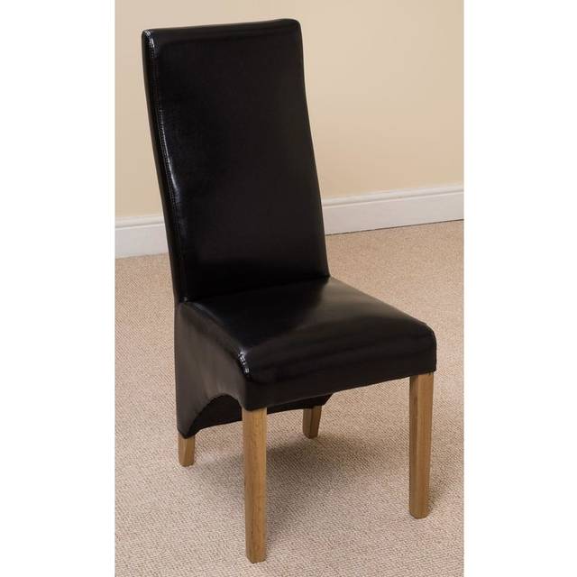 (Leather, Black) Lola Wave Back Dining Chair