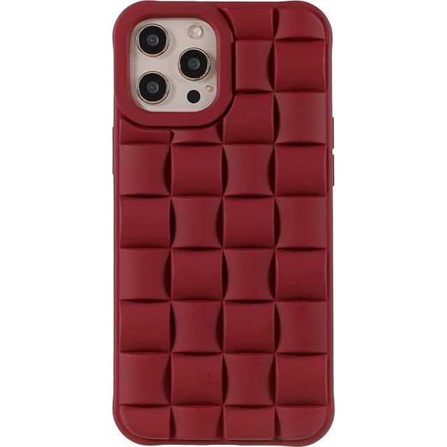iPhone 13 Pro Skal Silikon - Rutnätsstruktur - Röd
