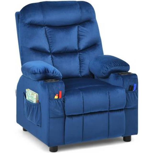 Costway Blue Large Adjustable Kids Lounge Recliner Chair - 66 x 63 x 59cm