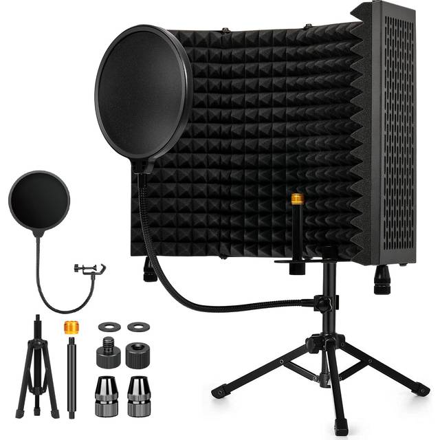 Dmsky Recording Microphone Isolation Shield with Pop Filter & Tripod S