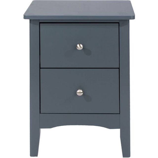 Bedside Cabinet 2 Drawer Bedroom Drawer Side Table Nightstand Metal Handles Blue