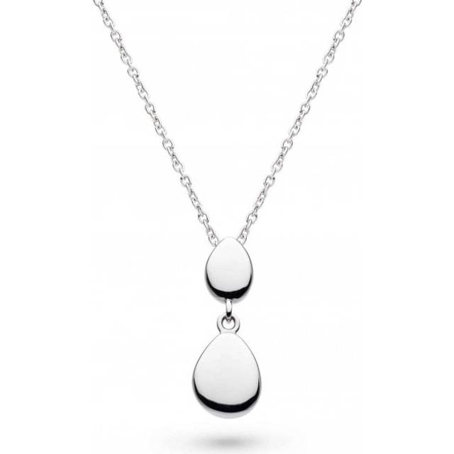 Kit Heath Coast Pebbles Twin Drop Pendant Necklace, Silver