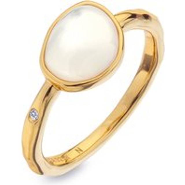 Hot Diamonds x Jac Jossa Calm Gold Plated Sterling Silver Mother of Pearl Ring - Medium (N)