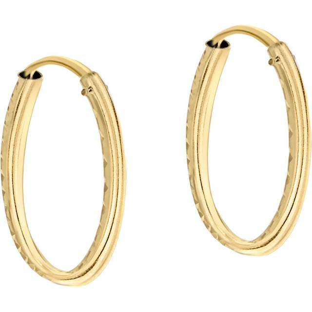 Örhängen 9k guld - mönstrade hoops 15 mm