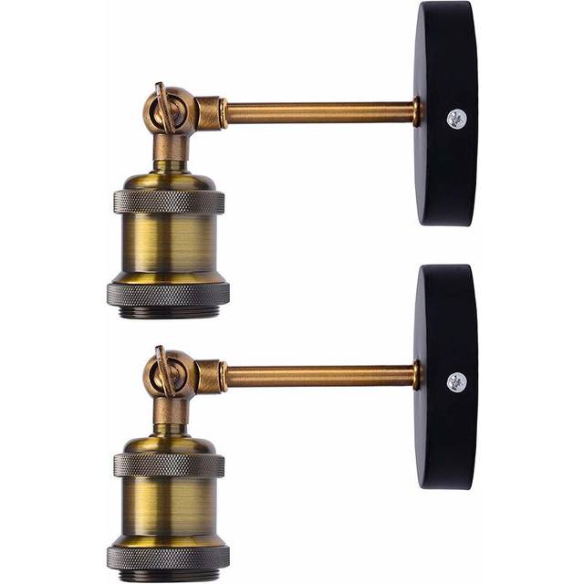 Simple Wall Light,Retro Wall Light Industrial Vintage Wall Lamp Metal Wall Sconce E27 Socket for Bedroom Cafe Office (2 Piece)
