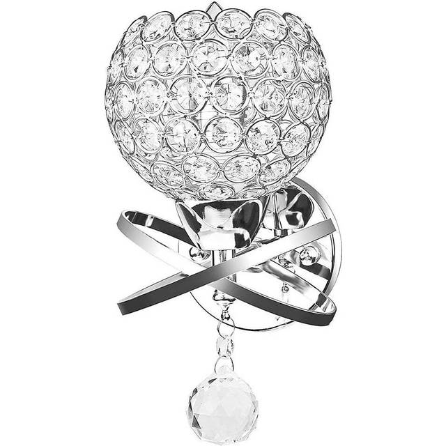 Modern Crystal Wall Light Style Crystal Wall Lamp Nordic Wall Sconce for Bedroom Aisle Living Room Wall Light Holder E14 Socket,Silver