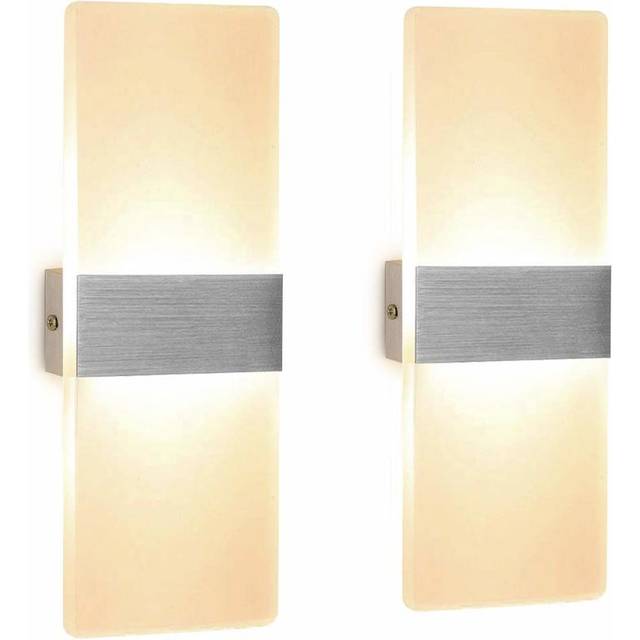 Simple LED Wall Light Indoor 6W Up Down Wall Lamp Modern Acrylic Wall Sconce for Living Room Bedroom Corridor Stairs Balcony Warm White(2 piece)