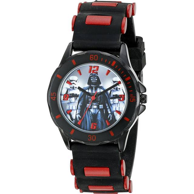 Accutime Kids Star Wars Darth Vader Analog Quartz Black Wrist Watch with Red Accents Rubber Strap Cool Inexpensive Gift & Party Favor for Boys Girl