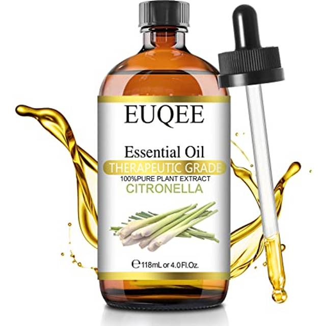 EUQEE Citronella Essential Oil  118ml Large Gift Box Pure Citronella Oil with Glass Dropper for Candle Making  Diffuser  Humidifier  Skin Care - 4 fl