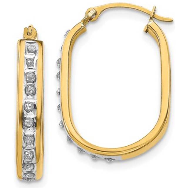 Quality Gold DF136 14K Yellow Gold Diamond Fascination Squared Hinged Hoop Earrings