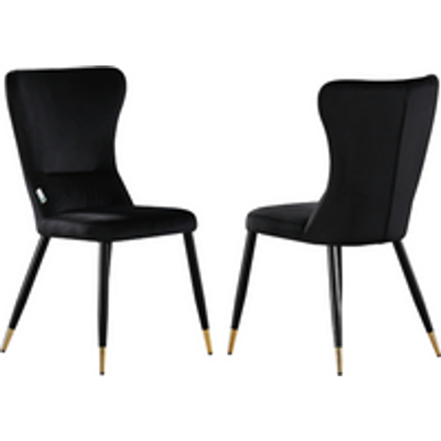 Life Interiors Set Of 2 New York Velvet Dining Chairs Upholstered For Dining Room Kitchen Restaurant Office, Black/gold., Black