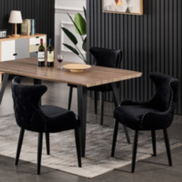 Oxford Rocco LUX Dining Set Includes a Table and Chairs Set of 4 - Black