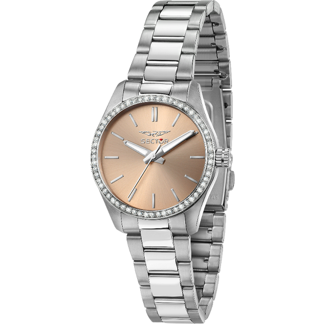 Sector 270 Just Time Crystal Accents Stainless Steel Rose Gold Dial Quartz R3253578506 Women's Watch