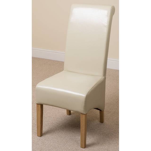 (Leather, Ivory) Montana Dining Chair | Scroll Back Dining Chair