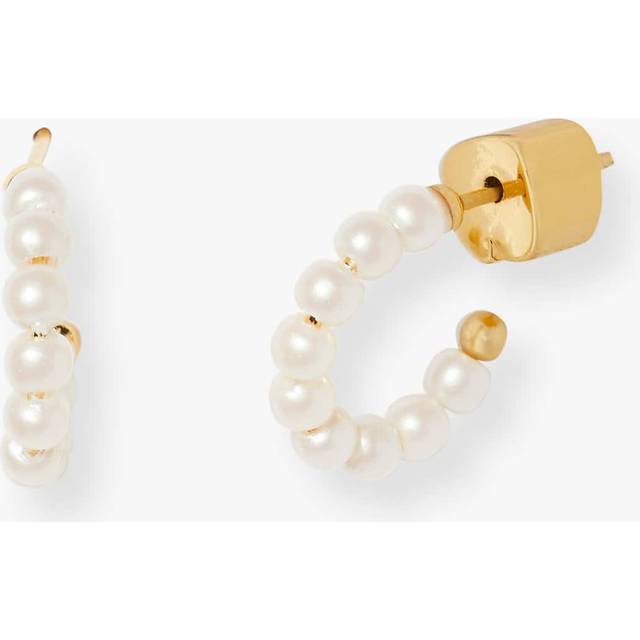 Kate Spade New York Gold Mini Pearl Huggie Earrings - White