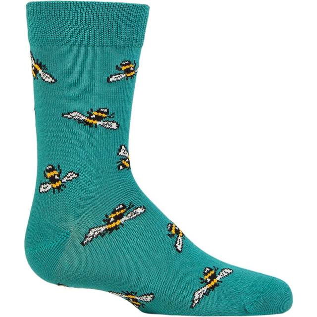 Kids 1 Pair Thought Lou Bee Bamboo Socks Peacock Green 12-24 Months