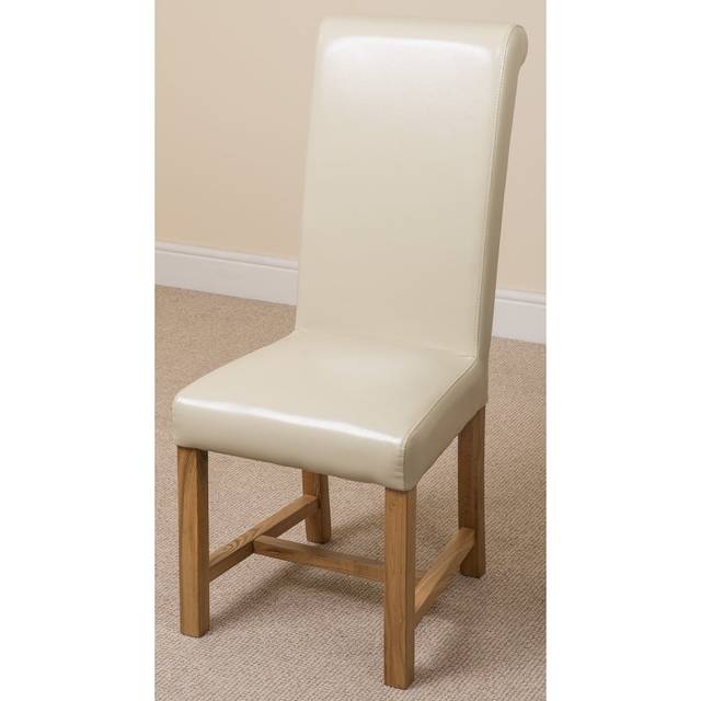 (Leather, Ivory) Washington Braced Oak Dining Chair