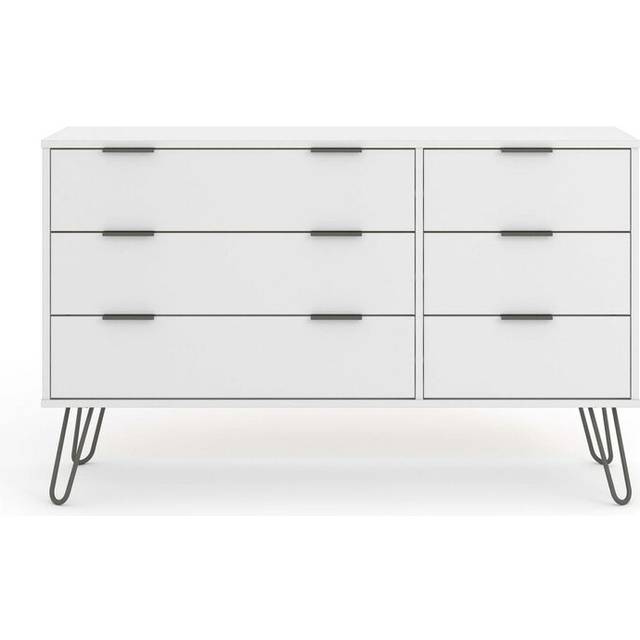 White 3+3 chest of 6 drawers bedroom living room storage furniture metal handles