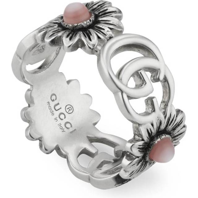 Gucci GG Marmont Sterling Silver Pink Mother of Pearl Ring D - J.5