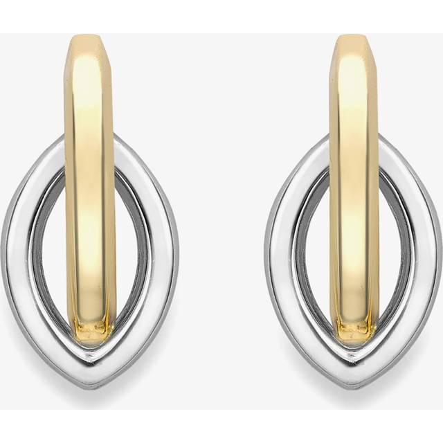 9ct Two Colour Gold Open Marquise Link Stud Earrings SE289