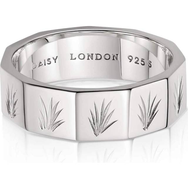 Engraved Geometric Band Ring Sterling Silver 925 Sterling Silver