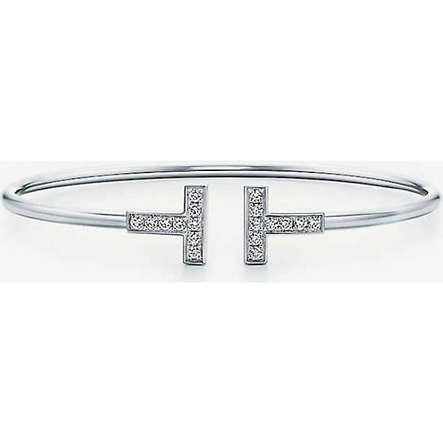 Tiffany & Co Womens White T Wire Diamond and 18ct White-gold Bracelet S - WHITE