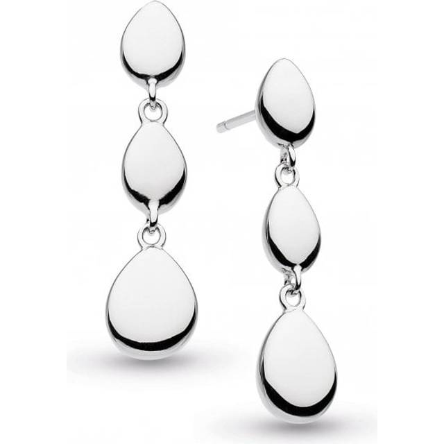 Kit Heath Coast Pebble Linking Silver Drop Earrings - Width 0.70 cm, Height 2.90 cm