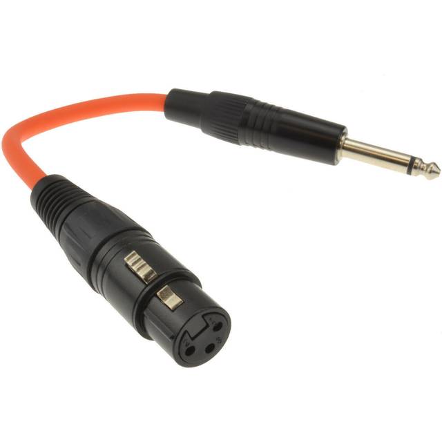 kenable 6.35mm Mono Jack Plug to XLR 3 Pin Socket Adapter Cable Orange 20cm