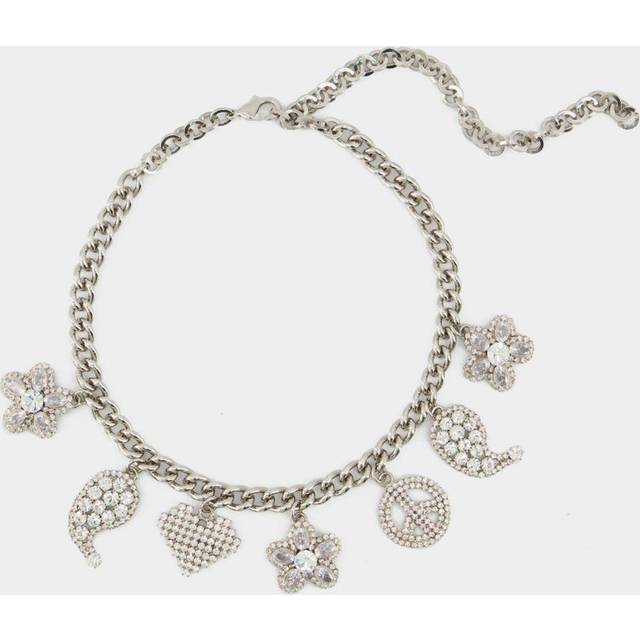 Alessandra Rich, Necklaces, female, Gray, ONE SIZE, Crystal Charm Necklace