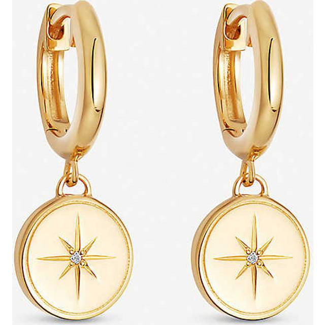 Astley Clarke Womens Yellow Gold Celestial Compass 18ct Gold-plated and Sapphire Earrings 1size - YELLOW GOLD