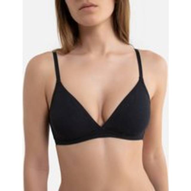 Cottone Plain Triangle Bra in Cotton - Black - 36C