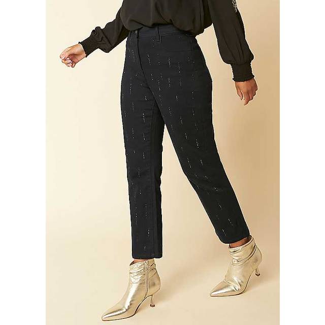 Feel Good Diamante Straight Jeans - Black