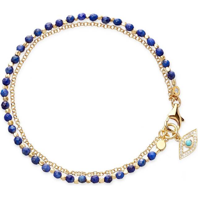 Astley Clarke Evil Eye Charm Bracelet, Gold/Blue
