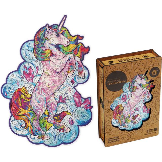 "UNIDRAGON Wooden Jigsaw Puzzles - Inspiring Unicorn  103 pcs  Small 7"""