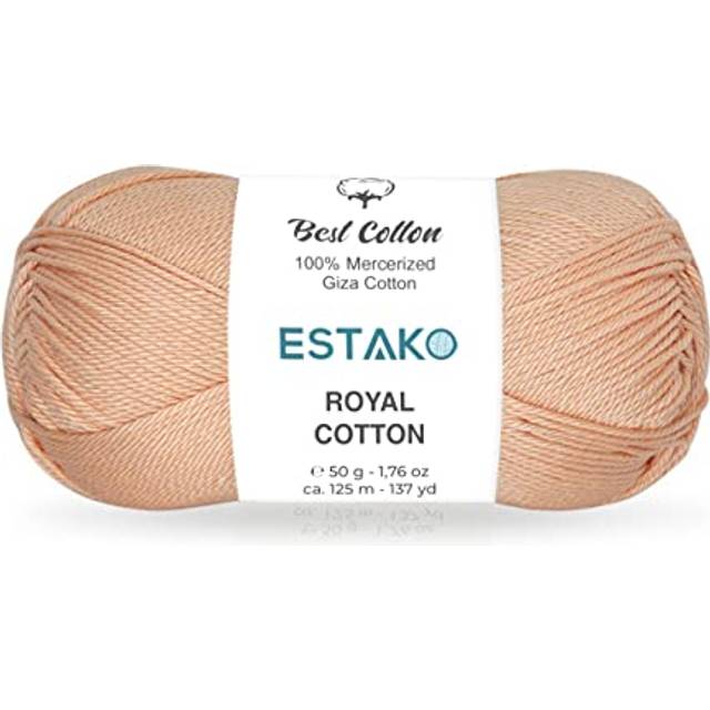 Estako Royal cotton  100 Mercerized giza cotton Yarn  Soft  Super Fino 1 for crochet and Knitting 176 Oz (50g)  137 Yrds (125m) (5053)