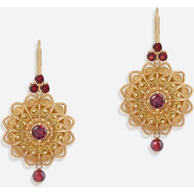 Dolce & Gabbana Filigree Earrings 18-carat Yellow Gold And Rhodolite Garnets - Woman Earrings Gold Onesize