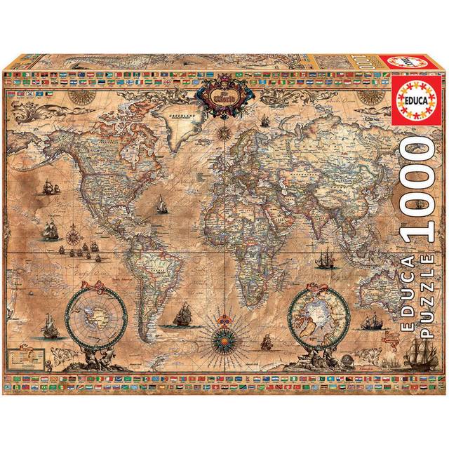 Educa Antique World Map 1000-Piece Puzzle  Brown  (15159)