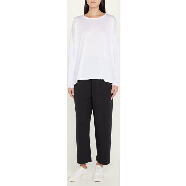 Long-Sleeve Scoop-Neck Lightweight T-Shirt - WHITE