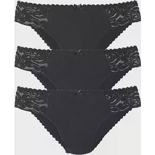 Petite Fleur Pack of 3 High Leg Briefs - Black