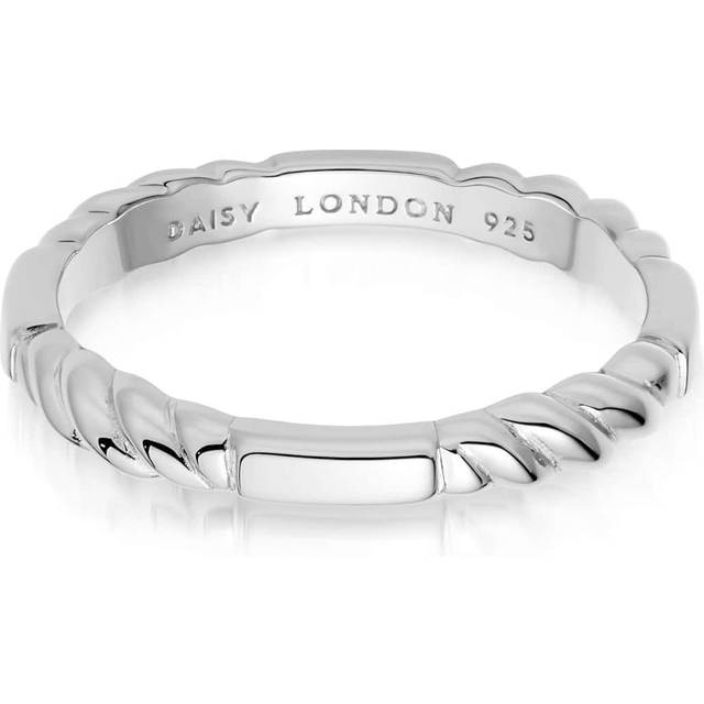 Stacked Rope 18ct Sterling Silver Ring SRB9009_SLV / Size L