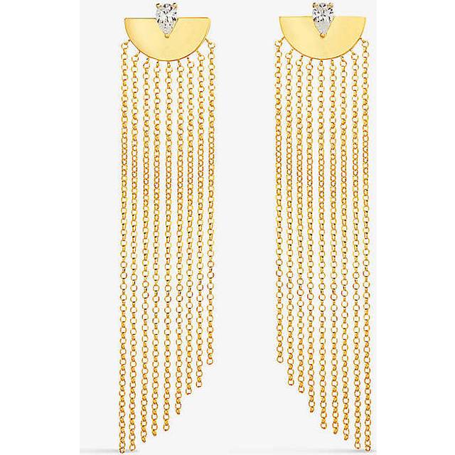 Carat London Womens Gold Maia Yellow Gold-plated Vermeil Sterling-silver and Cubic Zirconia Drop Earrings 1 Size - GOLD