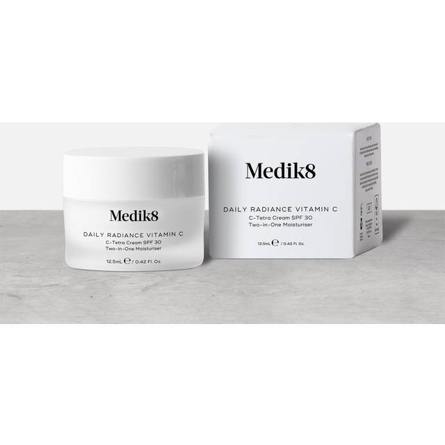 Medik8 Daily Radiance Vitamin C Travel Size Moisturiser 12.5ml - Two-in-One C-Tetra Cream Moisturiser with SPF 30 - B Corp Certified