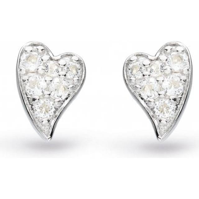 Kit Heath Desire Precious White Topaz Heart Stud Earrings - Silver,Clear,White - 1.2cm