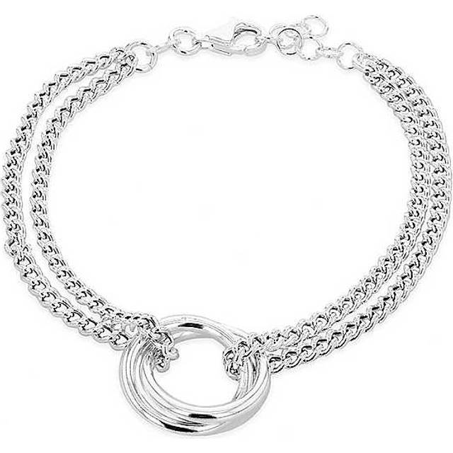Tuscany Silver Sterling Linked-Rings Double-Curb Chain Adjustable Bracelet