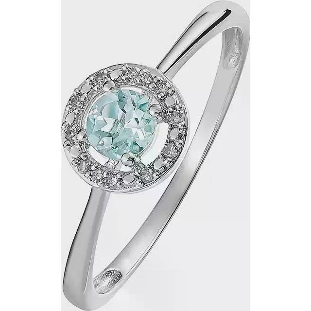 Colour Collection Sterling Silver Aquamarine and Diamond Ring