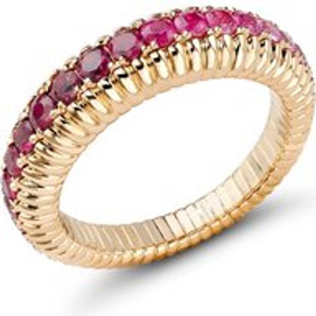 Faberge Colours of Love 18ct Rose Gold Ruby and Pink Sapphire Fluted Ombre Ring - 53