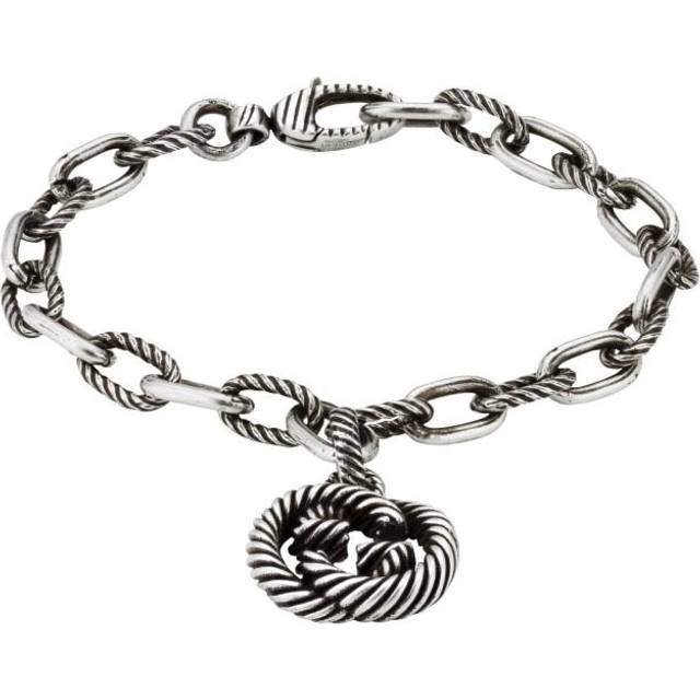 Gucci Interlocking Sterling Silver 7" Charm Bracelet