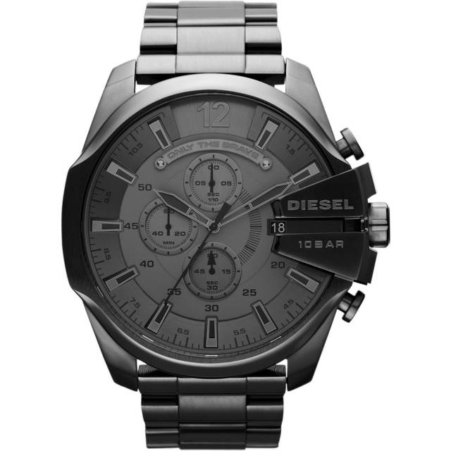 Diesel - Mega Chief montre avec placage noir - Montres - Homme - Gris - UNI