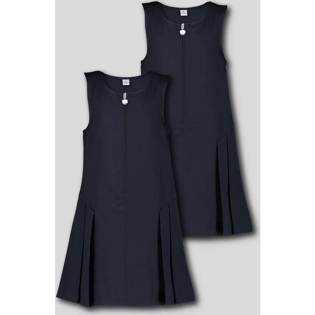 Navy Zip Front Pleated Pinafores 2 Pack  4 years